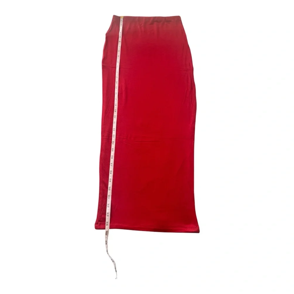 Naked Wardrobe Deep Red High-Waist Bodycon Maxi Skirt - Picture 3 of 7